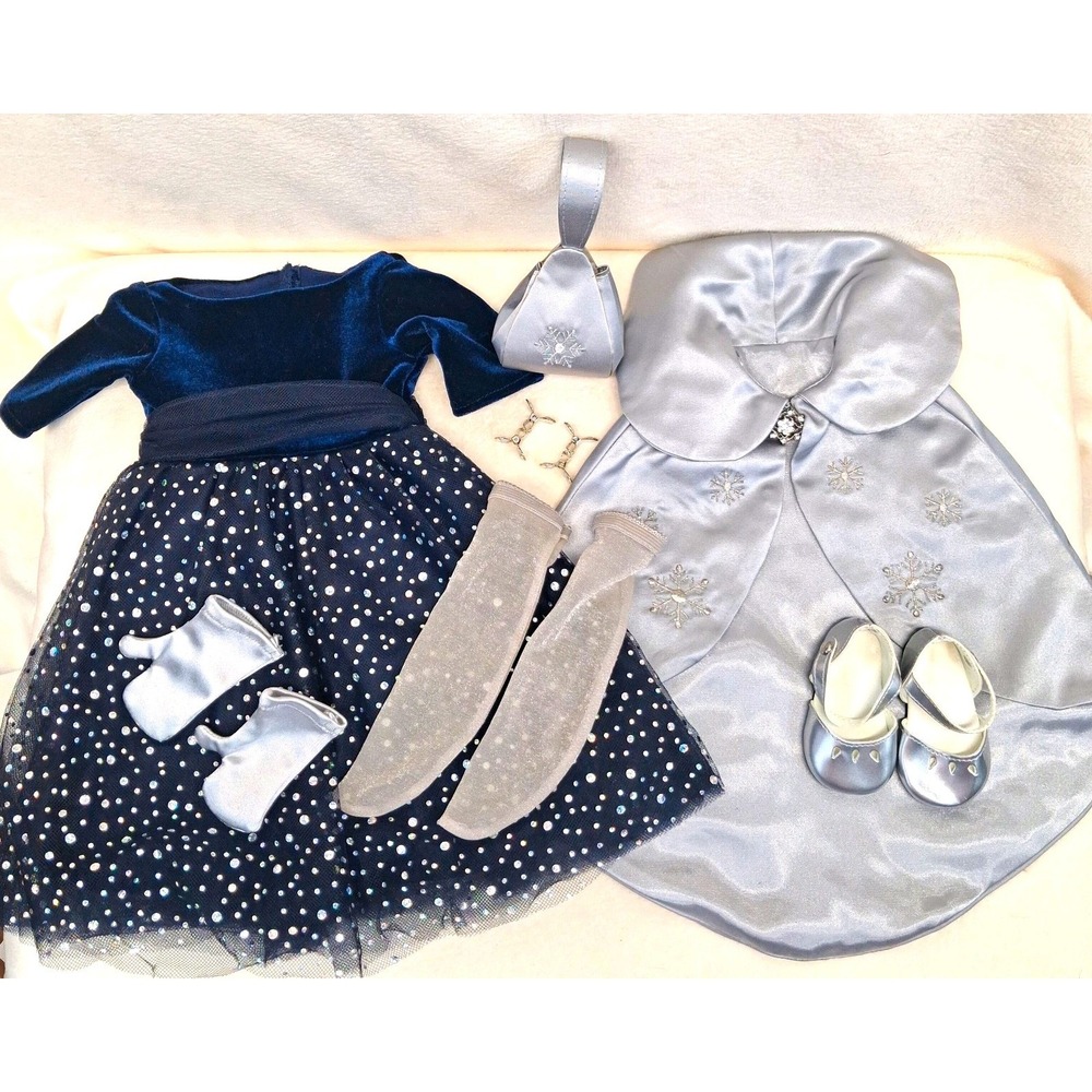 American Girl 2004 Merry Moonlight Outfit Retired Blue Velvet Dress Cape READ